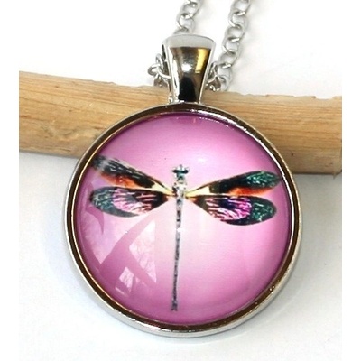 Fashion Jewerly Řetízek Amulet Vážka v růžové, Dragonfly Pink 2210