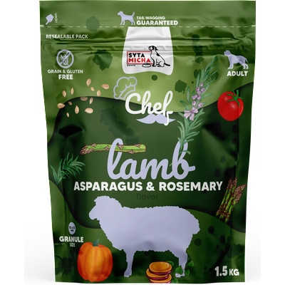 Syta Micha Монопротеинова гранула с агнешко за кучета БЕЗ никакво пилешко Syta Micha Lamb, asparagus & rosemary 1.5 кг
