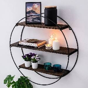 ASIR GROUP Стена полица TULIPA 60x15 см смърч/черна (AS1907)