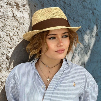 Krumlovanka crushable letní klobouk trilby MaS-10285926 béžový