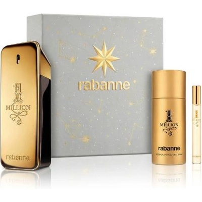Paco Rabanne 1 Million подаръчен комплект: Тоалетна вода 100 ml + Дезодорант 150 ml + Тоалетна вода 10 ml за мъже
