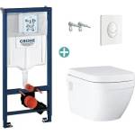 GROHE Комплект казанче Grohe Rapid SL с бяла клапа Skate Air и тоалетна чиния Grohe Euro Ceramic Rimless с открит монтаж и капак с плавно затваряне (38722001+39703000)