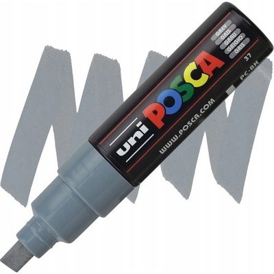 Posca akrylový popisovač PC-8K, 8 mm, šedá (so širokým, zrezaným hrotom)