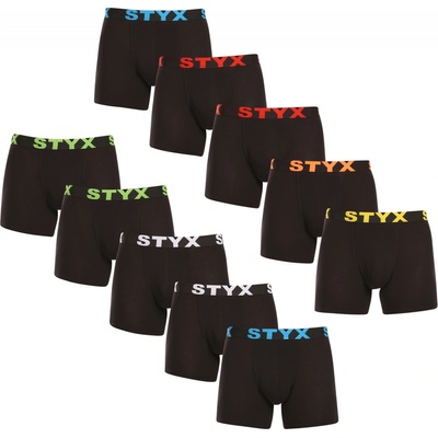 10PACK pánske boxerky Styx long športová guma čierne 10U9601