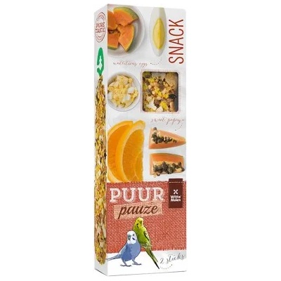Witte molen PUUR Pauze Sticks - крекери с папая и портокал за вълнисти папагали 60 гр, 2 броя, Witte Molen, Холандия - 654886