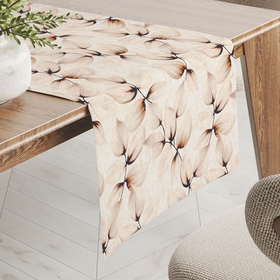 Biante Dekoračný behúň Elen PM-132 Krémové listy na režnom 45x180 cm