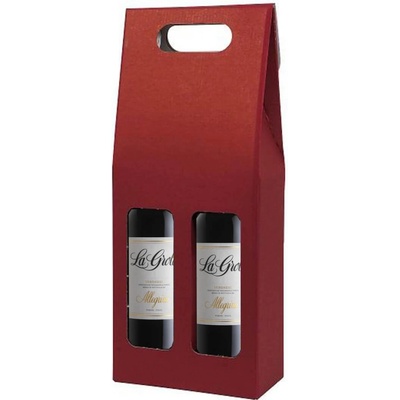 Darčekové balenie na 2 fľaše 0,75 l, farba: bordová, rozmer: 166x82x403 mm