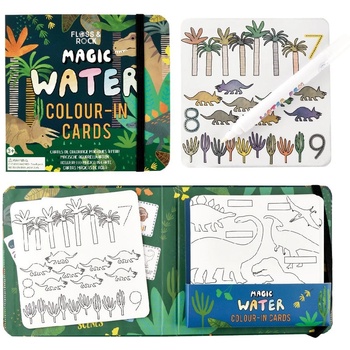Floss&Rock Карти за оцветяване с вода - Magic Water, Floss&Rock - Динозаври (41P3647)