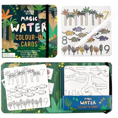Floss&Rock Карти за оцветяване с вода - Magic Water, Floss&Rock - Динозаври (41P3647)