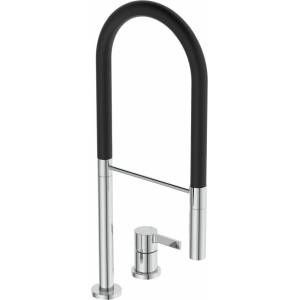 Ideal Standard Кухненски смесител с гъвкав чучур Ideal Standard Gusto 142 хром - черен полупрофесионален (BD425AA)