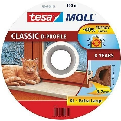 Tesnenie tesamoll® profil D, 3-7 mm, hnedé, L-100 m, na okná a dvere, hnedé
