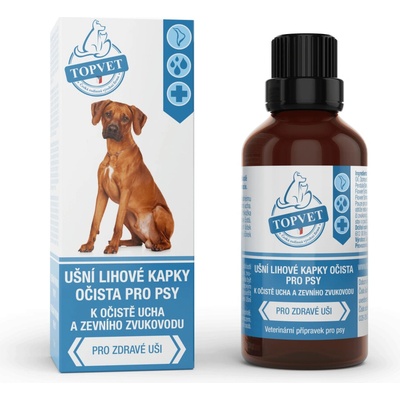 Topvet Ušné liehové kvapky očista pre mačky 50 ml