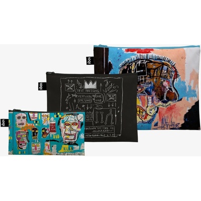Loqi taštičky na zips 3 ks Jean Michel Basquiat untitled