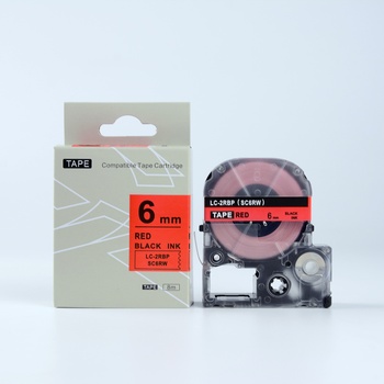Compatible Epson LTS6RW, 6mm x 5m, червен печат / бял фон, съвместима лента (LTS6RW)