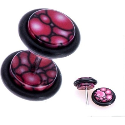 Šperky eshop falešný piercing do ucha z akrylu fialovorůžové bublinky AA41.10