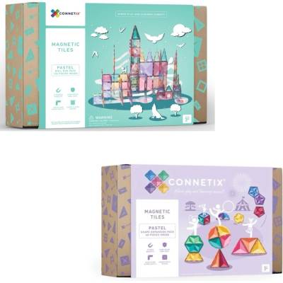 Connetix Tiles Magnetická stavebnica PASTEL (120 ks) + Rozširujúce tvary (48 ks)