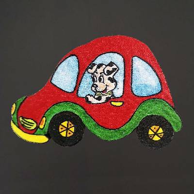 AMADEA Dřevěný magnet auto 6 cm