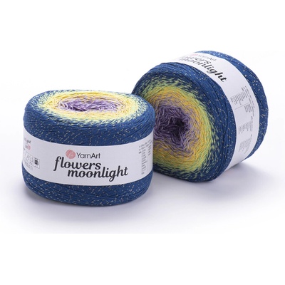 Yarn Art Příze Flowers Moonlight 3257 lila fialová, žlutá, hráškově zelená, petrol