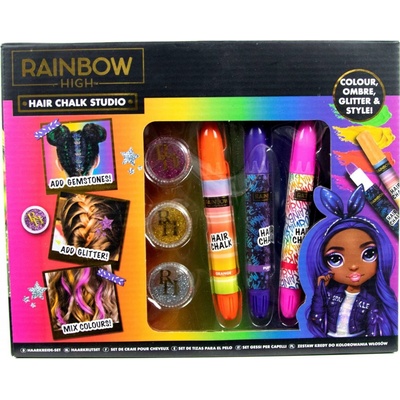 RAINBOW HIGH Třpytivé vlasové studio barevné křídy s ozdobami na vlasy