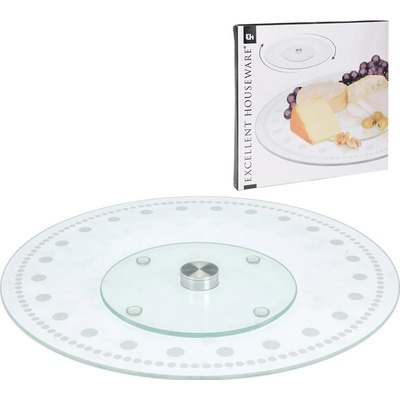 Excellent Houseware Sklenený otočný servírovací podnos Brody fi 30 cm