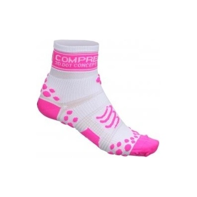 Compressport Pro Racing RUN SOCKS V2 high bílé s růžovými výstupky