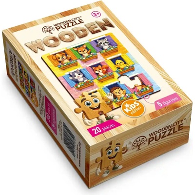 WOODEN CITY Drevené Zvieratká v rozprávkovom dome 20 dielov