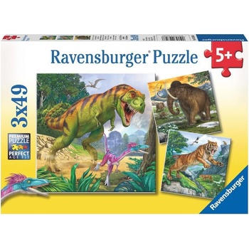 Ravensburger Детски пъзел Ravensburger 3 x 49 части - Праисторически владетели (9358)