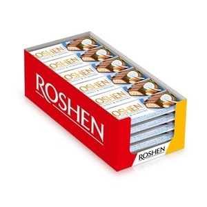 ROSHEN Млечен шоколад Roshen с парченца бадем и кокосов пълнеж Шоколадов бар Roshen с фъстъци 30 x 38 г