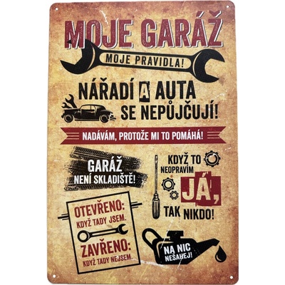 Garážovka Plechová cedule Moje garáž, moje pravidla! 29 x 19 cm – Zboží Dáma