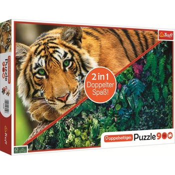 Trefl Двустранен пъзел Trefl от 900 части - Тигър и Джунгла (93250)