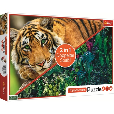 Trefl Двустранен пъзел Trefl от 900 части - Тигър и Джунгла (93250)