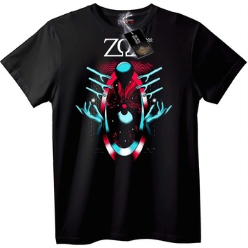 NOONEBRAND Тениска ZQ с Абстрактен Футуристичен Дизайн - M, Black