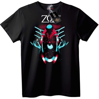 NOONEBRAND Тениска ZQ с Абстрактен Футуристичен Дизайн - M, Black