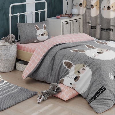 EPONJ HOME Детски спален комплект Eponj Home 143EPJ1795, 3 части, Памук/полиестер, Сив/розов (143EPJ1795)