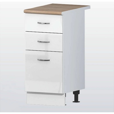 Голд - Аполо Долен кухненски шкаф с 2 чекмеджета и 1 врата Алис b25 40 см бял гланц