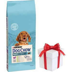 Dog Chow Puppy Lamb 14 кг + безплатна изненада за кучето