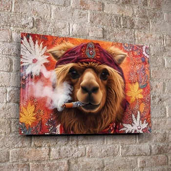 Art gift Стъклено АРТ пано - Хипи Лама