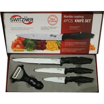 SWITZNER SW-7777-B 4 dielna sada kuchynských nožov čiernobiela