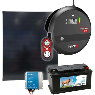 fencee Sada solární elektrický ohradník, 8J zdroj s dálkovým ovladačem, panel 200 W, regulátor a baterie 95 Ah