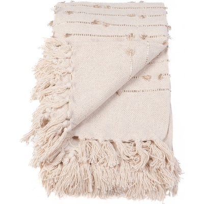 Douceur d'intérieur Přehoz na sedačku GOLDEN SUNSET s třásněmi, 125 x 150 cm bílý