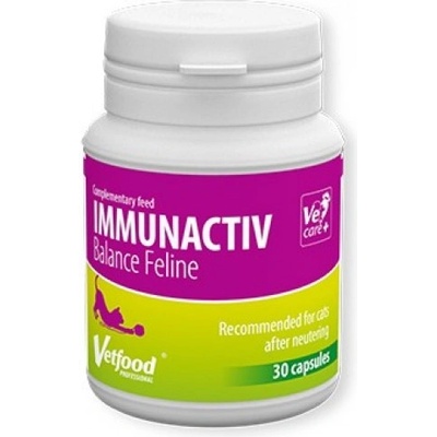VetFood Immunactiv Balance Feline - хранителна добавка за подсилване на имунитета при котки, 30 капсули - Полша
