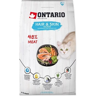 ONTARIO Онтарио Котешка Коса и Кожа Сьомга 6, 5 кг