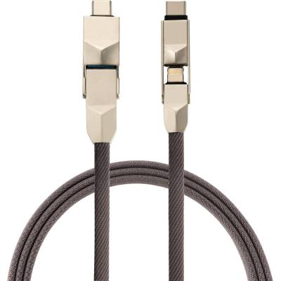 4smarts 6in1 ComboCord Cable - качествен многофункционален кабел за microUSB, Lightning и USB-C стандарти (сив)
