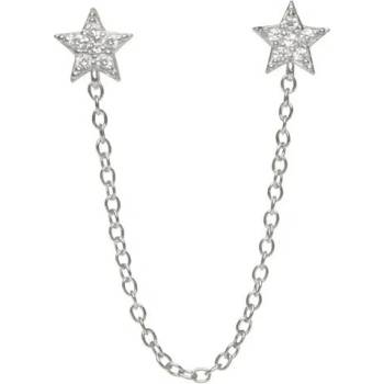 DELIS Сребърна обеца, jw1002, модел звезда с верижка, с родиево покритие (jw1002)