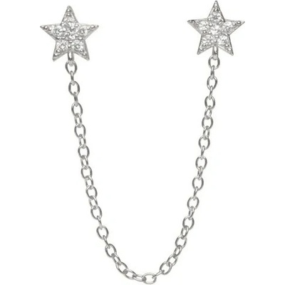 DELIS Сребърна обеца, jw1002, модел звезда с верижка, с родиево покритие (jw1002)