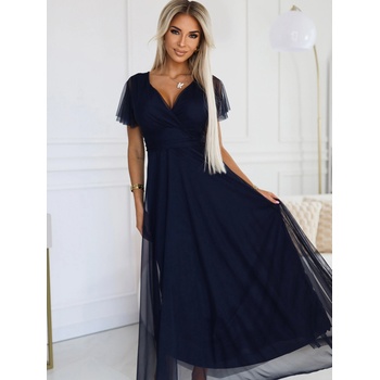 Numoco NASTIA Дълга рокля с деколте и къси ръкави - тъмносиня Numoco numoco | Sin | ЖЕНИ | ONE SIZE