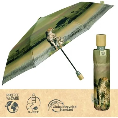 Дамски автоматичен чадър Perletti Green 19133, Савана Бежов/Зелен