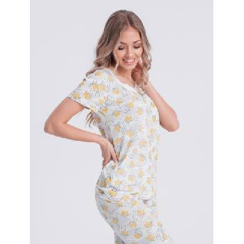 Image 1 of Edoti Бяло-жълта дамска пижама с флорални мотиви Edoti Edoti | Zhalt | ЖЕНИ | S