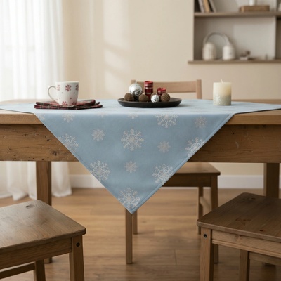 MyBestHome ZET Vánoční ubrus SNOWFLAKE světle modrá 85x85 cm