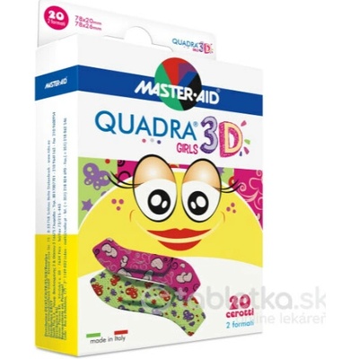 Quadra 3D Girls Náplasť pre dievčatá, 2 veľkosti 20 ks